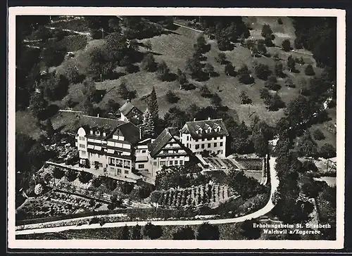 AK Walchwil am Zugersee, Erholungsheim St. Elisabeth vom Flugzeug aus