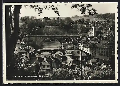AK Bern, Nydeckbrücke mit Altstadt