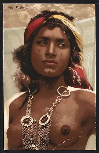 AK Arabische nackte Frau mit Halskette