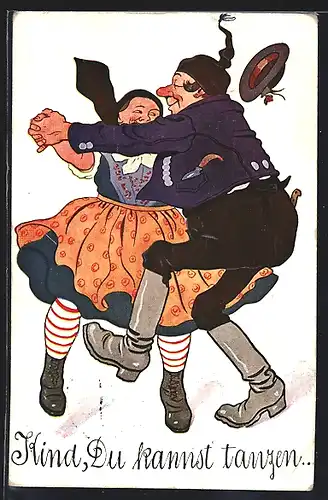 AK Paart beim Volkstanz, Kind, Du kannst tanzen...