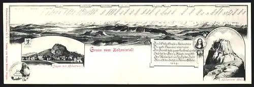 Klapp-Künstler-AK Eugen Felle: Hohentwiel, Gasthaus zum Hohentwiel, Burg 1643