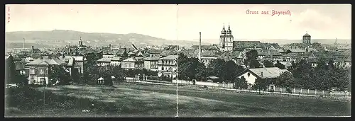 Klapp-AK Bayreuth, Ortsansicht mit Kirchen