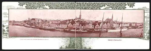Klapp-AK Lübeck, Totalansicht der Hafenseite