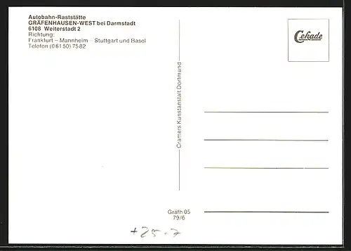 AK Weiterstadt, Autobahn-Raststätte Gräfenhausen-West bei Darmstadt