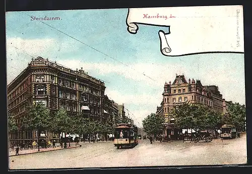 AK Hamburg, Steindamm mit Strassenbahn