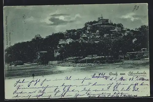 Mondschein-AK Hamburg-Blankenese, Ortsansicht mit Schloss