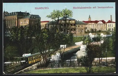 AK Hamburg, Hochbahnstrecke mit Seemannshaus