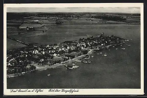 AK Arnis an der Schlei, Ortsansicht mit Hafen aus der Vogelschau