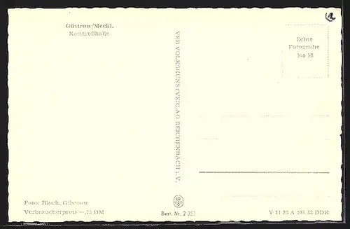 AK Güstrow /Meckl., Ansicht der Kongresshalle