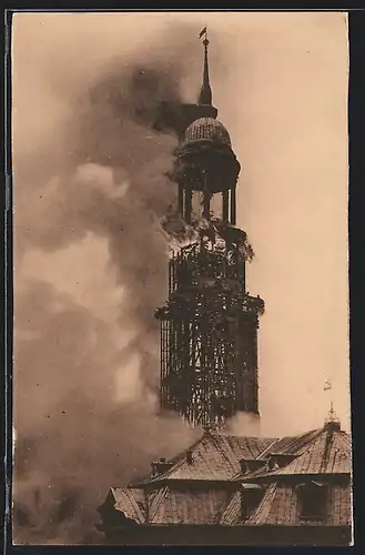 AK Hamburg-Neustadt, Brand der Grossen Michaeliskirche am 03.07.1906