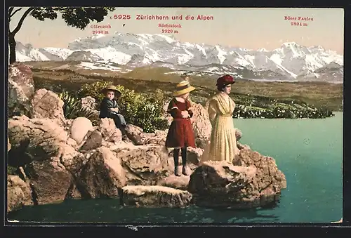 AK Zürichhorn, Ansicht der Alpen, Böser Faulen, Glärnisch, Bächistock