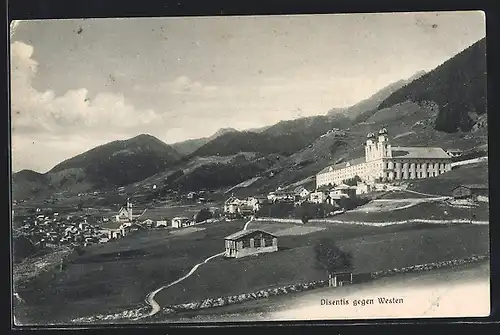 AK Disentis, Teilansicht mit Kloster gegen Westen