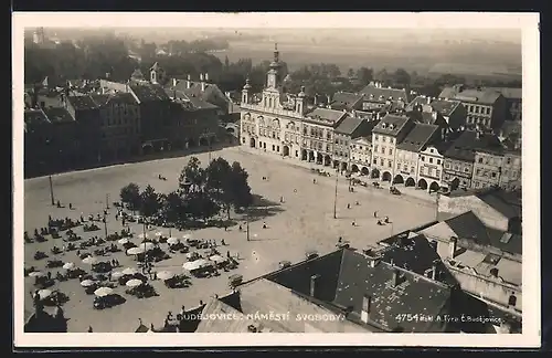 AK Ceske Budejovice, Námesti Svobody, Vogelperspektive