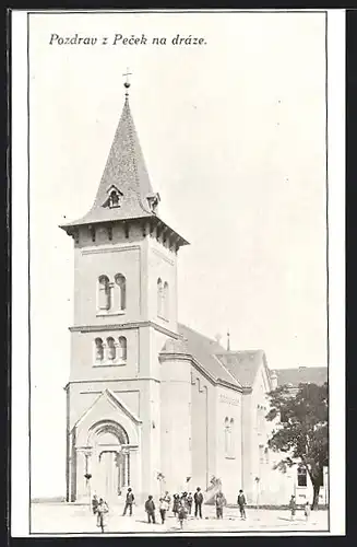 AK Pecky, Blick zur Kirche