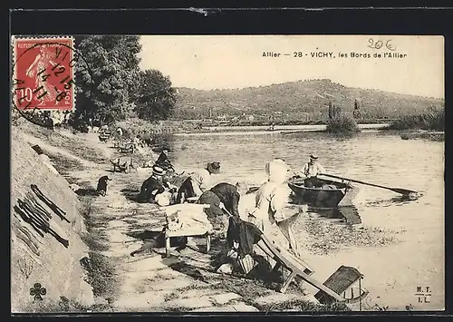 AK Vichy, Waschfrauen am Fluss
