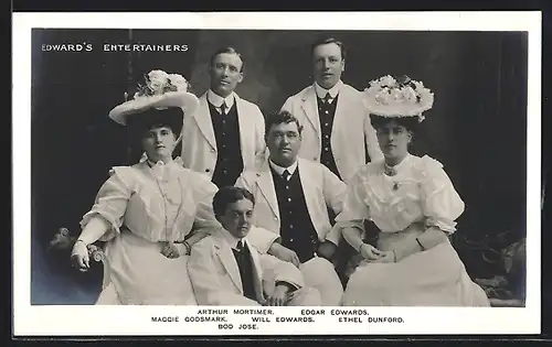 AK Edward`s Entertainers, Variete Gruppe in weisser Kleidung
