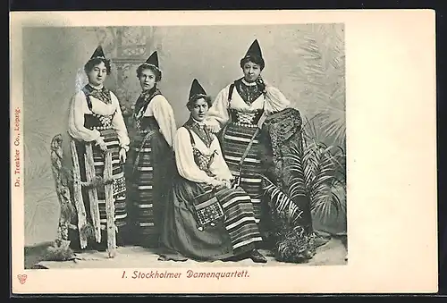 AK 1. Stockholmer Damenquartett in Trachten