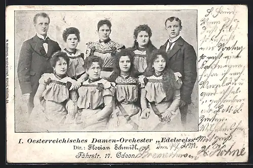 AK 1. Oesterreichisches Damen-Orchester Edelweiss in Trachten