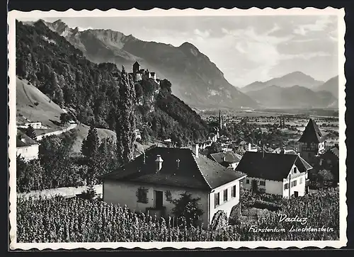 AK Vaduz, Gesamtansicht mit Blick zum Schloss