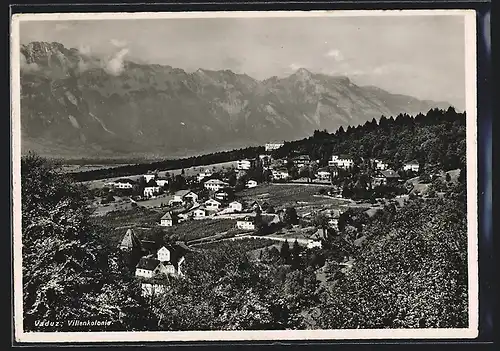 AK Vaduz, Villenkolonie mit Bergkulisse