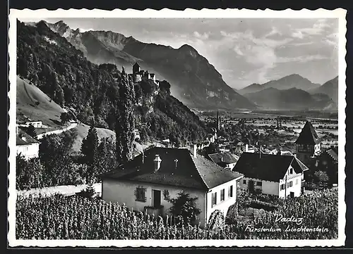 AK Vaduz, Gesamtansicht mit Blick zum Schloss