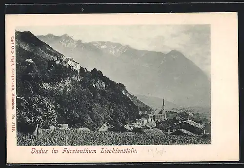 AK Vaduz, Teilansicht am Fuss von Schloss Vaduz