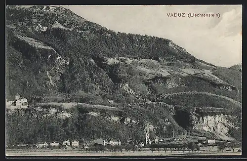 AK Vaduz, Ortspanorama mit Umgebung
