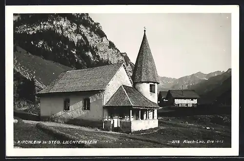 AK Steg, Kirchlein vor Gebirgsmassiv