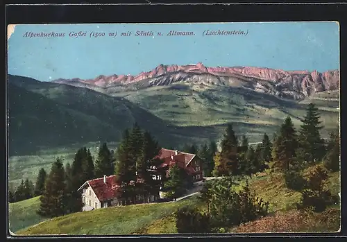 AK Gaflei, Alpenkurhaus mit Säntis und Altmann
