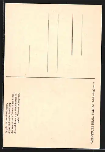 Künstler-AK Vaduz, Café Real, Weinstube