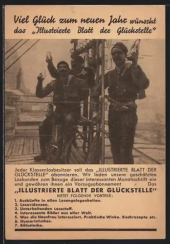 AK Viel Glück im neuen Jahre wünscht das Illustrierte Blatt der Glückstelle, Zeitung und Schornsteinfeger