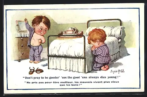 Künstler-AK Donald McGill: Don`t pray to be gooder