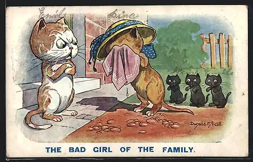 Künstler-AK Donald McGill: The Bad Girl Of The Family