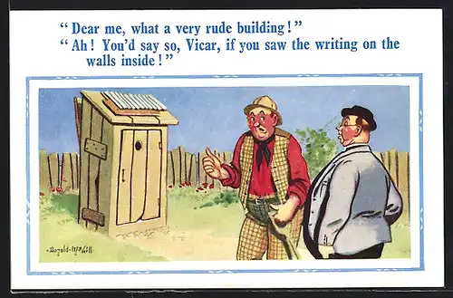 Künstler-AK Donald McGill: Dear me, what a very rude building!