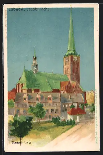 Künstler-AK Wladimir Linde: Lübeck, Jacobikirche