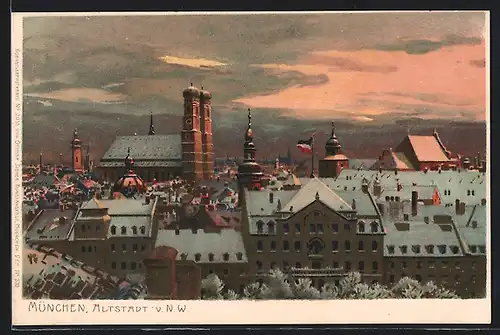 Künstler-AK Zeno Diemer: München, Altstadt von Nordwesten gesehen