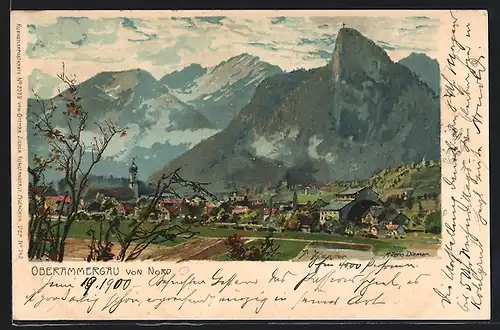 Künstler-AK Zeno Diemer: Oberammergau, Fernblick von Norden