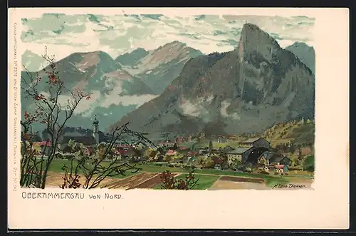 Künstler-AK Zeno Diemer: Oberammergau, Fernblick von Norden