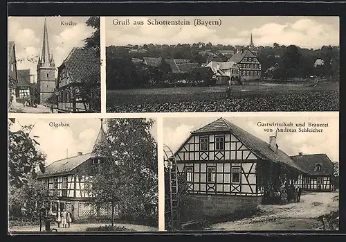 AK Schottenstein /Bayern, Gasthaus u. Brauerei v. Andreas Schleicher, Olgabau