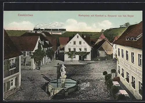 AK Emskirchen, Marktplatz mit Gasthof & Brauerei von Valentin Beyer