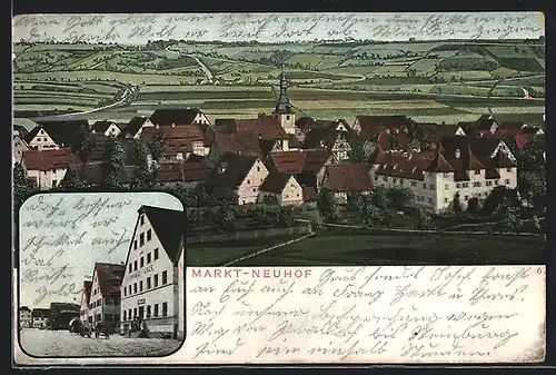 AK Neuhof, Brauerei & Gasthof zum Schwarzen Adler von Gebr. Meyer & Ortsansicht