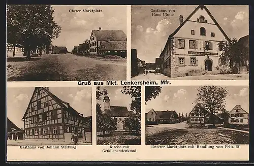 AK Lenkersheim /Mfr., Gasthaus von Hans Ulmer, Gasthof von Johann Stellwag, Handlung Fritz Ell