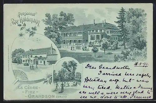 Lithographie Fiez, Pensionnat Ray-Haldimann Le Cèdre