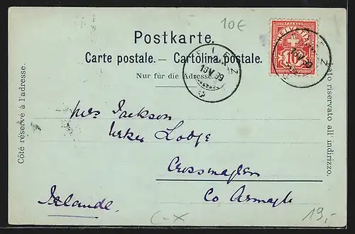 Lithographie Fiez, Pensionnat Ray-Haldimann Le Cèdre