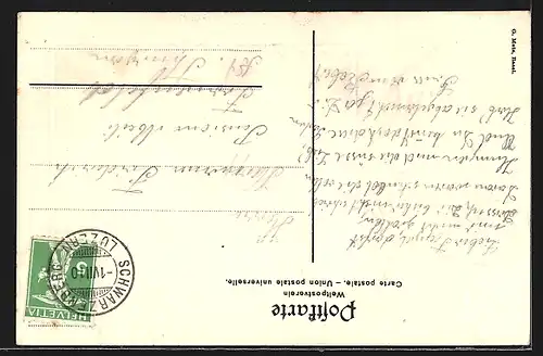 AK Schwarzenberg /Luzern, Ortsansicht mit Kirche, Wappen