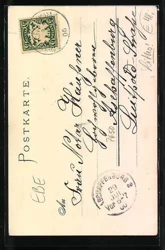 Künstler-AK Burggailenreuth, Ortspartie & Wasserrad