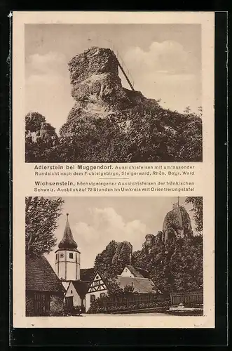 AK Muggendorf, Aussichtsfelsen Adlerstein und Wichsenstein