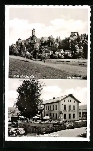 AK Neuhaus /Pegnitz, Gasthof-Cafe Frankenalb, Burg Veldenstein