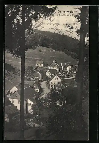 AK Dürrenweid, Ortspanorama vom Berg aus gesehen