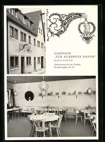 AK Rothenburg o. Tauber, Gasthaus Silberne Kanne